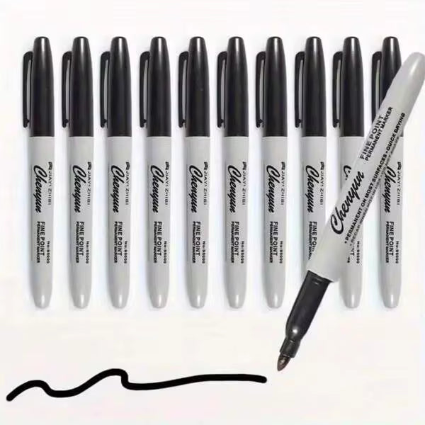 Multi-Color Permanent Markers, Black Fine Tip Permanent Markers, Permanent Marker Set, Quick Dry Fade-Resistant Fine Tip Markers Suitable For Wood, Plastic, Paper, Metal And More, For Painting, Coloring And Poster Making