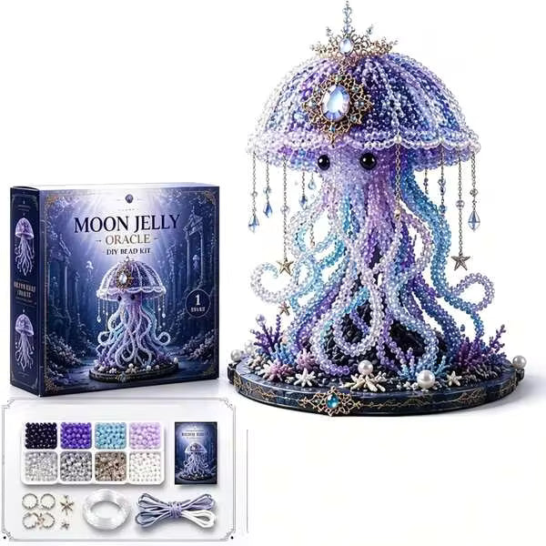 Mythical Ocean DIY Bead Kit For Beginners, 3D Beaded Animal Making Kit With Instructions, 8 Unique Sea Animal Designs With Glass Beads And Pattern Guide, Underwater Bead Embroidery Set
